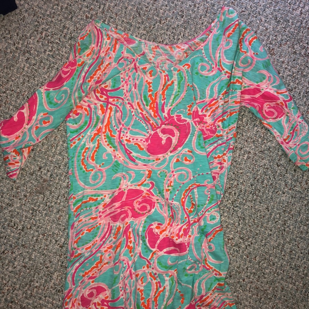 LILLY PULITZER JELLYFISH PATTERN SHIFT MINI DRESS